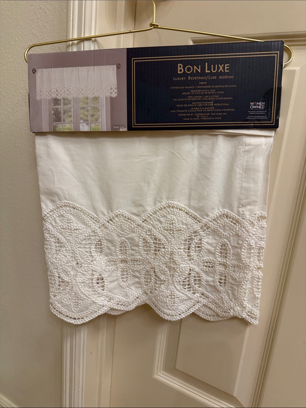 White Lace-Trim window Valance